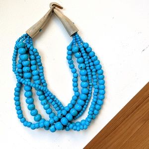 Handmade Chunky Bead Necklace in Aqua Blue
